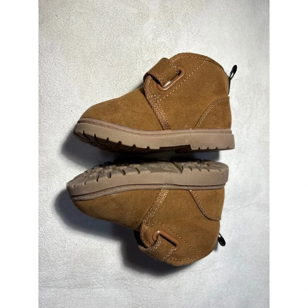 Cat & Jack Toddler Tan Faux Suede Shearling Lined Boots Size 5 Hook Loop Closure
